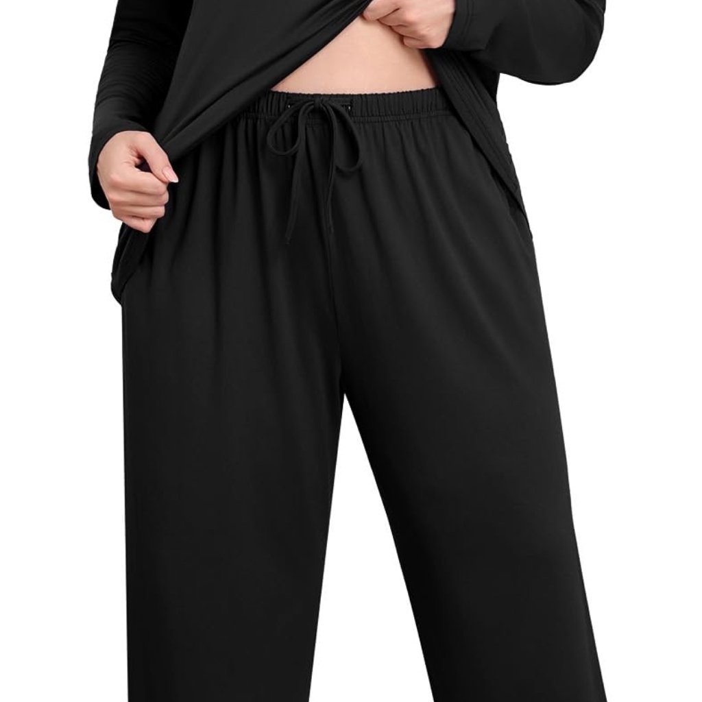 Super Soft Plus Size Pajama Set Long Sleeve Lounge Wear With Pockets
